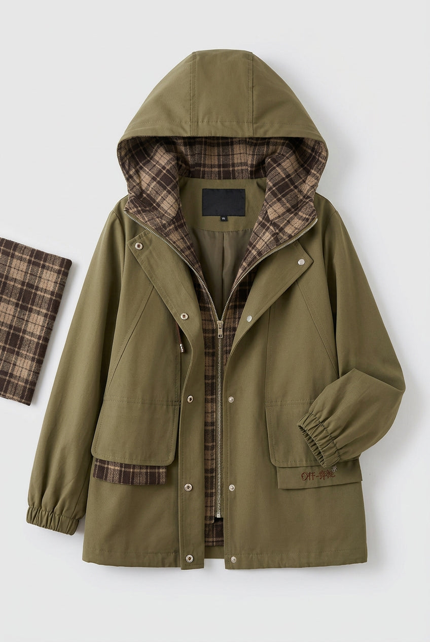 Mid-length loose jacket women's autumn/winter 2026 new fleece thickened cargo trench coat spring and autumn casual jacket