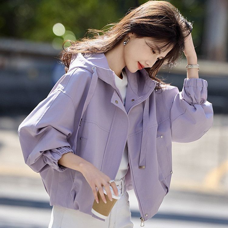 Spring and autumn jackets for women, autumn tops for women, niche design 2026 new hooded petite loose short jacket