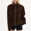 American vintage brown suede Harrington stand-up collar jacket for men and women new Maillard suede couple jacket for autumn