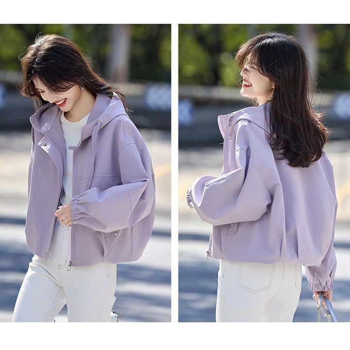 Spring and autumn jackets for women, autumn tops for women, niche design 2026 new hooded petite loose short jacket