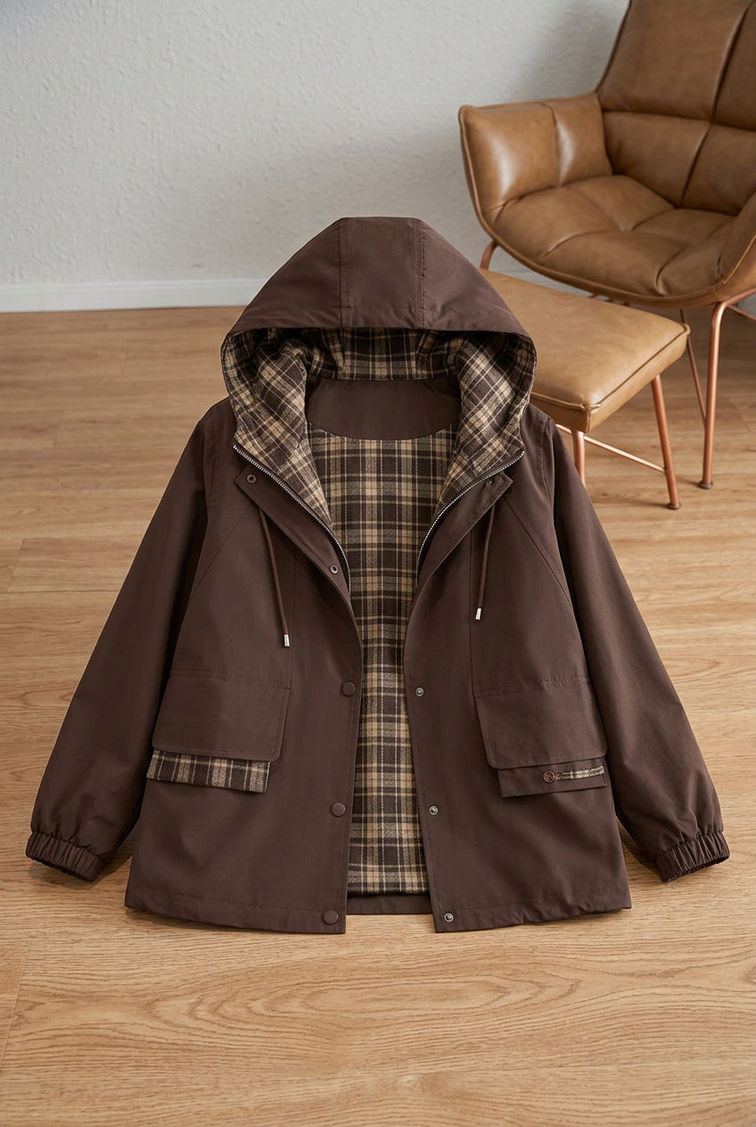 Mid-length loose jacket women's autumn/winter 2026 new fleece thickened cargo trench coat spring and autumn casual jacket